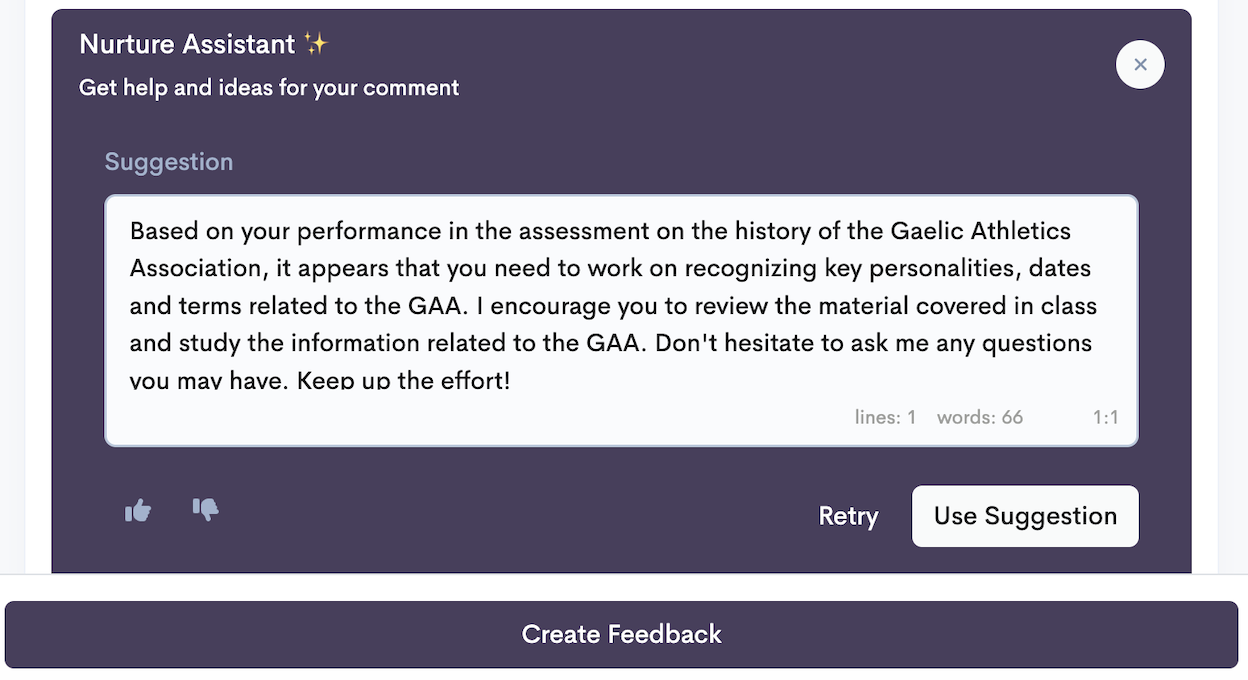 Teacher learning outcome feedback
