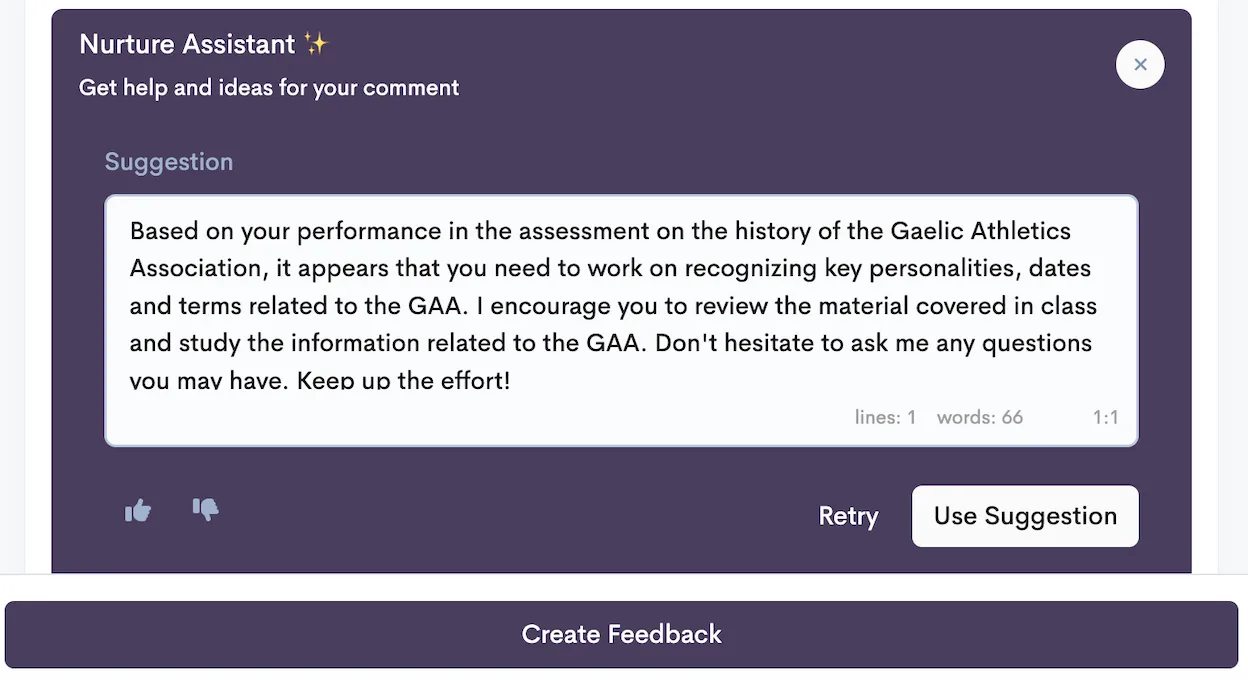 Teacher learning outcome feedback